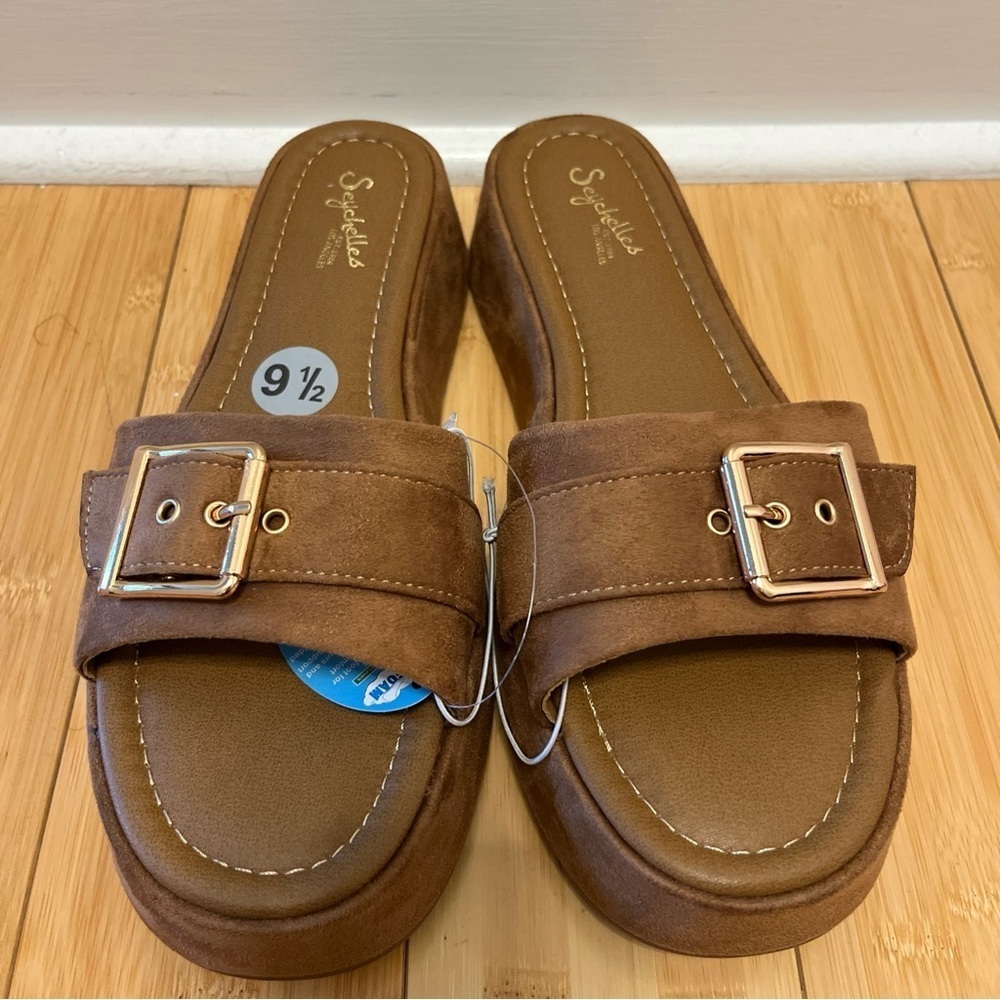 Saychelles Women's Brown Slide Sandals size 9,5